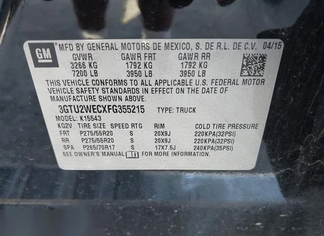 3GTU2WECXFG355215 2015 2015 GMC Sierra- 1500 Denali 9