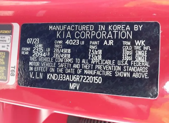 KNDJ33AU6R7220150 2024 2024 KIA Soul- EX 9