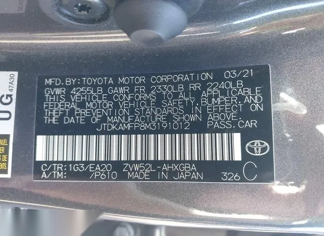 JTDKAMFP8M3191012 2021 2021 Toyota Prius- Prime Limited 9