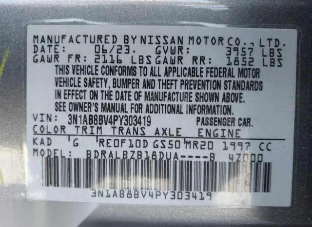 3N1AB8BV4PY303419 2023 2023 Nissan Sentra- S Xtronic Cvt 9