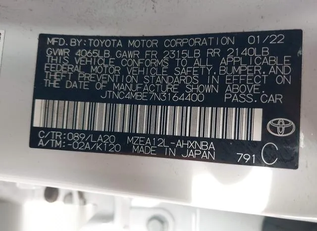 JTNC4MBE7N3164400 2022 2022 Toyota Corolla- Xse 9