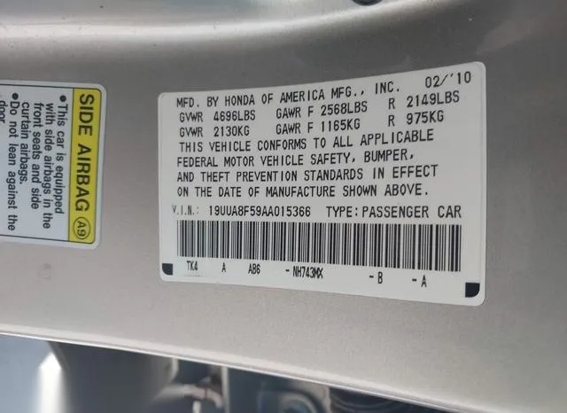 19UUA8F59AA015366 2010 2010 Acura TL- 3-5 9