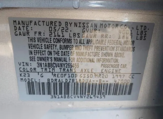 3N1AB8CV4NY269459 2022 2022 Nissan Sentra- Sv Xtronic Cvt 9