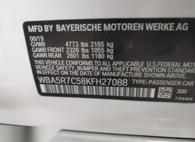 WBA5R7C58KFH27088 2019 2019 BMW 3 Series- 330I Xdrive 9