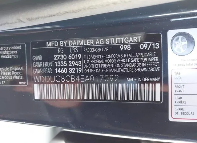 WDDUG8CB4EA017092 2014 2014 Mercedes-Benz S 550 9