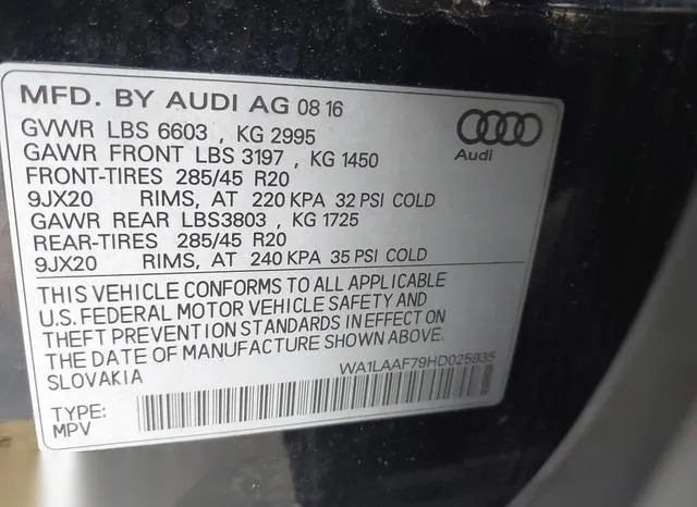 WA1LAAF79HD025935 2017 2017 Audi Q7- 3-0T Premium 9