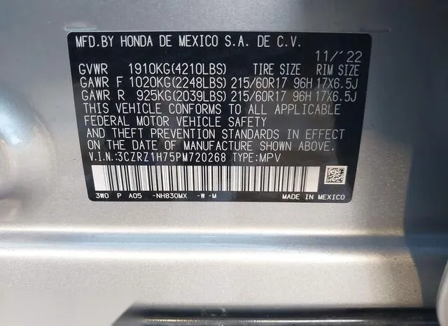 3CZRZ1H75PM720268 2023 2023 Honda HR-V- 2Wd Ex-L 9