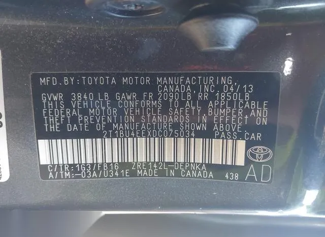 2T1BU4EEXDC075034 2013 2013 Toyota Corolla- LE 9