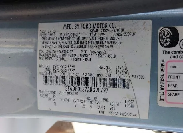 3FADP0L37AR390797 2010 2010 Ford Fusion- Hybrid 9