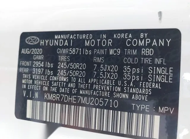 KM8R7DHE7MU205710 2021 2021 Hyundai Palisade- Calligraphy 9