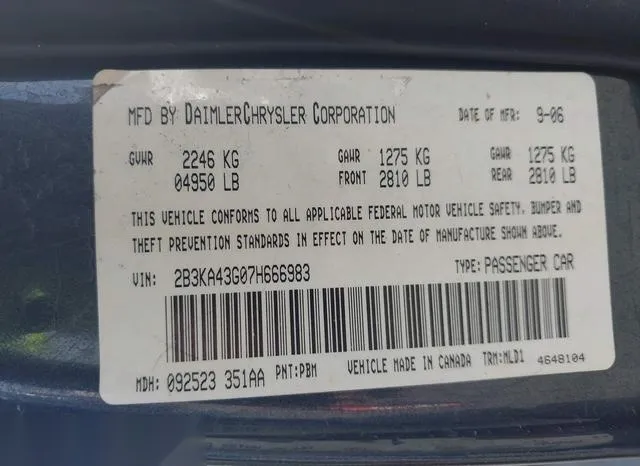 2B3KA43G07H666983 2007 2007 Dodge Charger 9