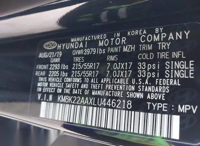 KM8K22AAXLU446218 2020 2020 Hyundai Kona- Sel 9