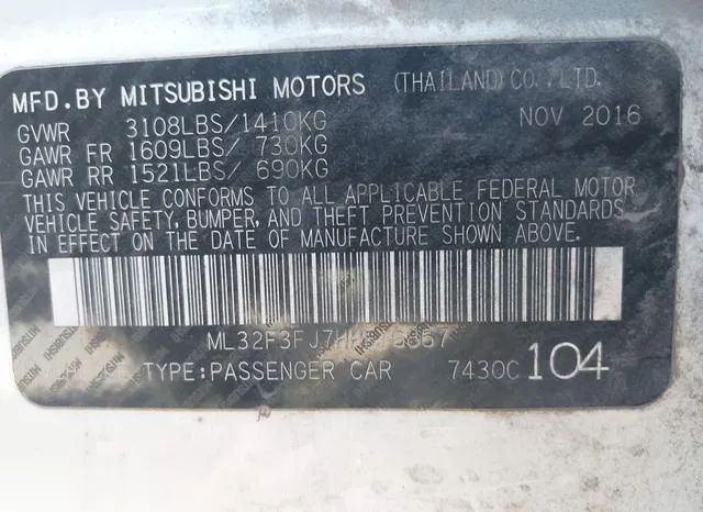 ML32F3FJ7HHF16867 2017 2017 Mitsubishi Mirage- G4 ES 9