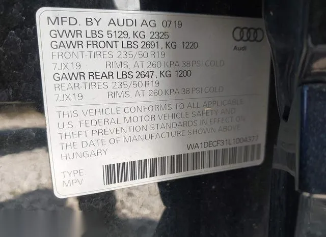 WA1DECF31L1004377 2020 2020 Audi Q3- Premium 45 Tfsi S Line 9