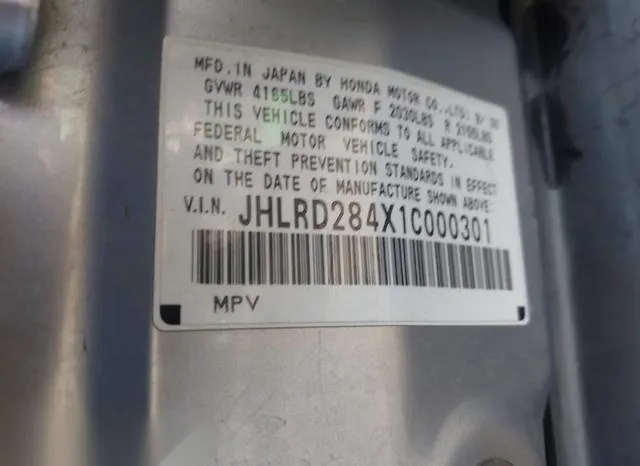 JHLRD284X1C000301 2001 2001 Honda CR-V- LX 9