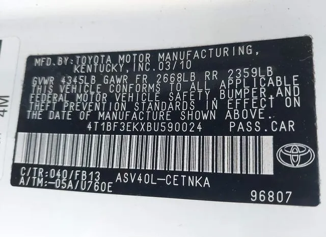 4T1BF3EKXBU590024 2011 2011 Toyota Camry- LE 9