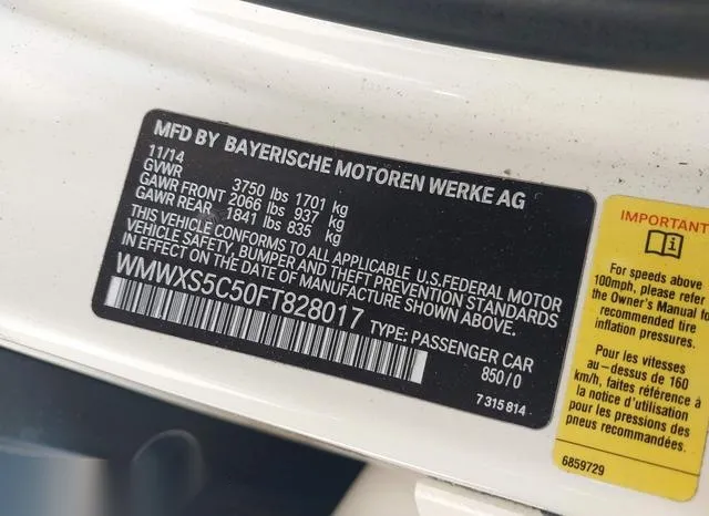 WMWXS5C50FT828017 2015 2015 Mini Hardtop- Cooper 9