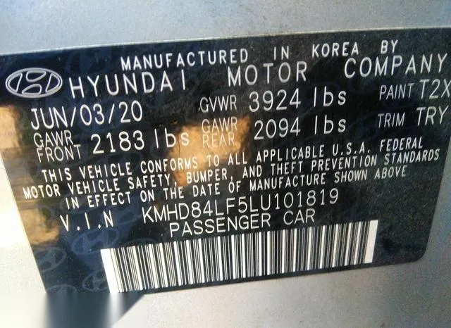 KMHD84LF5LU101819 2020 2020 Hyundai Elantra- Sel 9