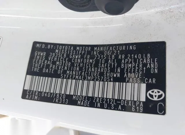 5YFEPMAE3MP257054 2021 2021 Toyota Corolla- LE 9