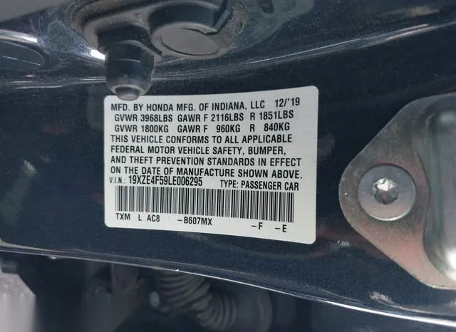 19XZE4F59LE006295 2020 2020 Honda Insight- EX 9