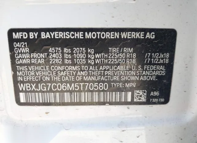 WBXJG7C06M5T70580 2021 2021 BMW X1- Sdrive28I 9