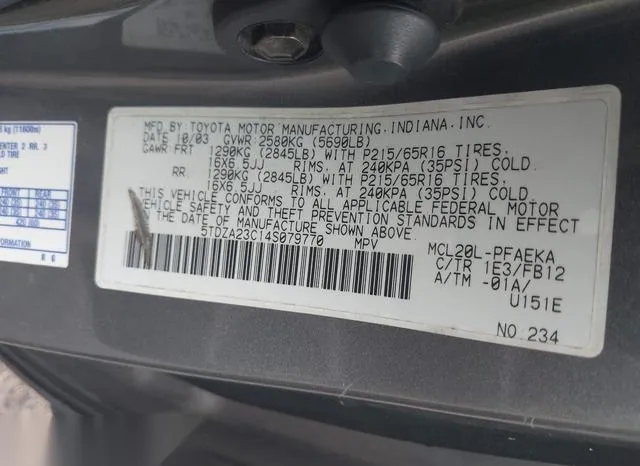 5TDZA23C14S079770 2004 2004 Toyota Sienna- LE 9