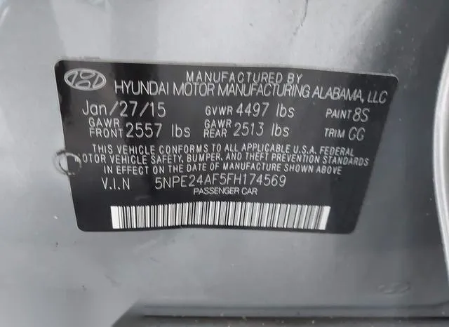 5NPE24AF5FH174569 2015 2015 Hyundai Sonata- SE 9