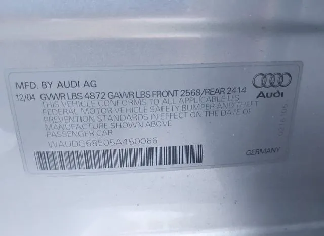 WAUDG68E05A450066 2005 2005 Audi A4- 3-2 9