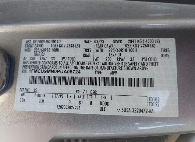 1FMCU9MN0PUA08724 2023 2023 Ford Escape- St-Line 9