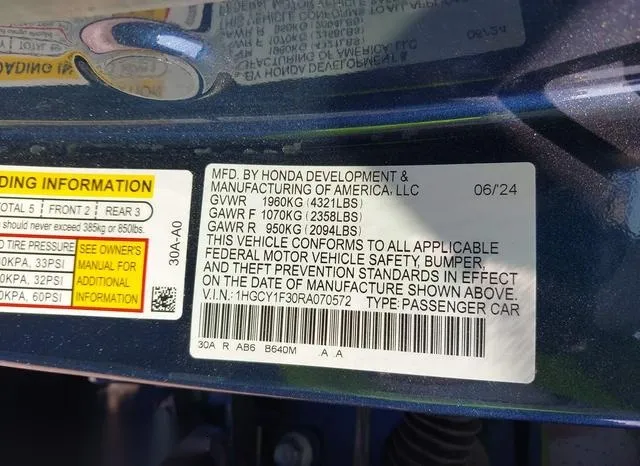 1HGCY1F30RA070572 2024 2024 Honda Accord- EX 9