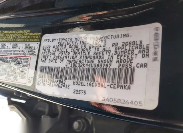 4T1BE32K44U303707 2004 2004 Toyota Camry- LE 9