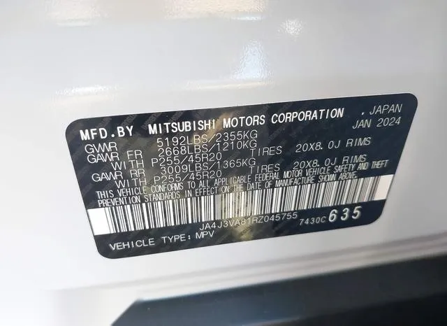 JA4J3VA81RZ045755 2024 2024 Mitsubishi Outlander- Se 2-5 2W 9