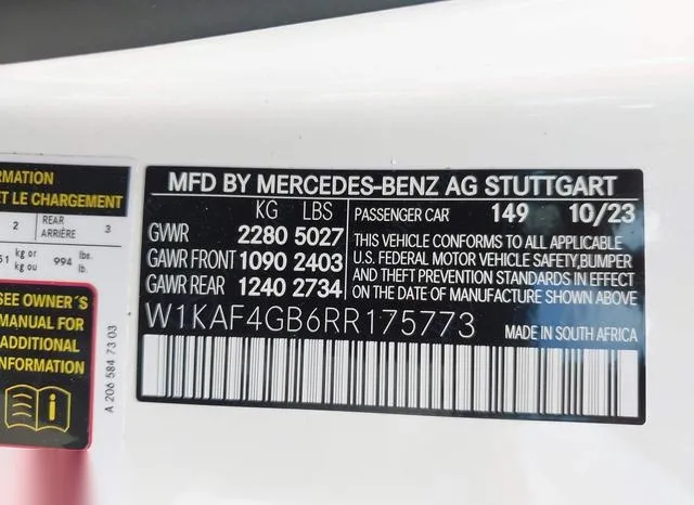 W1KAF4GB6RR175773 2024 2024 Mercedes-Benz C 300 9