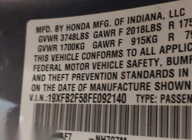 19XFB2F58FE092140 2015 2015 Honda Civic- LX 9