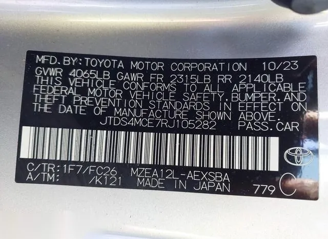 JTDS4MCE7RJ105282 2024 2024 Toyota Corolla- SE 9