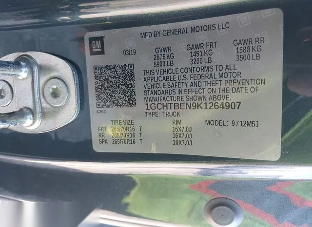 1GCHTBEN9K1264907 2019 2019 Chevrolet Colorado- WT 9