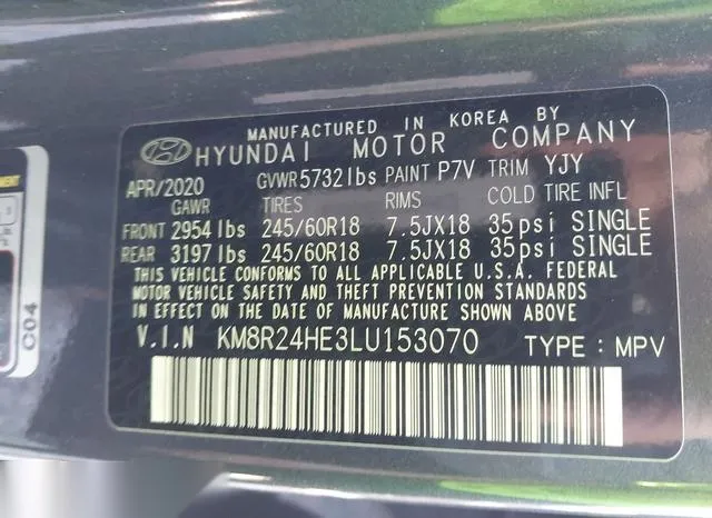 KM8R24HE3LU153070 2020 2020 Hyundai Palisade- Sel 9