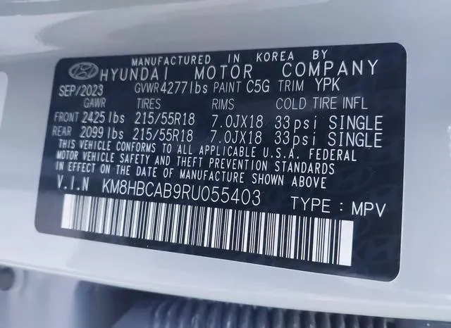 KM8HBCAB9RU055403 2024 2024 Hyundai Kona- Sel 9