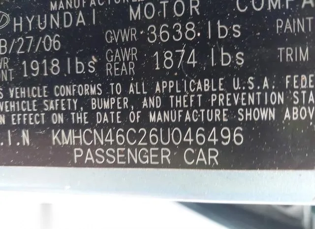 KMHCN46C26U046496 2006 2006 Hyundai Accent- Gls 9