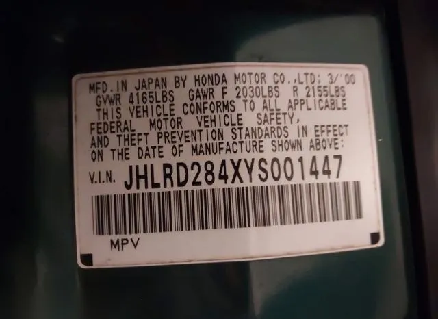 JHLRD284XYS001447 2000 2000 Honda CR-V- LX 9