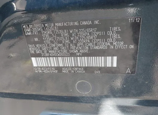 2T3BF4DV0CW265523 2012 2012 Toyota RAV4 9