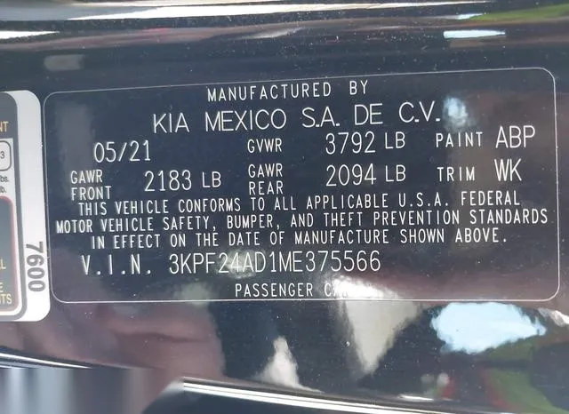 3KPF24AD1ME375566 2021 2021 KIA Forte- FE 9