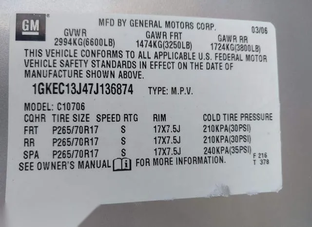 1GKEC13J47J136874 2007 2007 GMC Yukon- Commercial Fleet 9