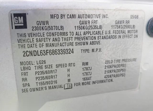 2CNDL63F686339324 2008 2008 Chevrolet Equinox- LT 9