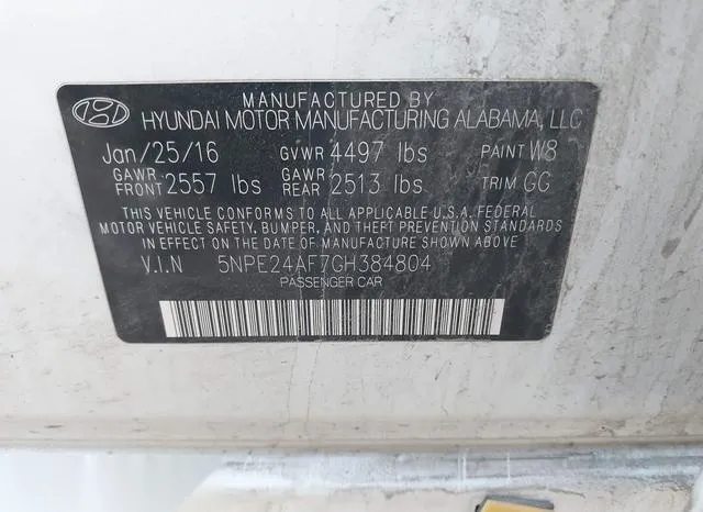 5NPE24AF7GH384804 2016 2016 Hyundai Sonata- SE 9