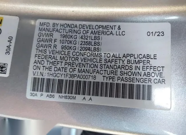 1HGCY1F38PA000718 2023 2023 Honda Accord- EX 9