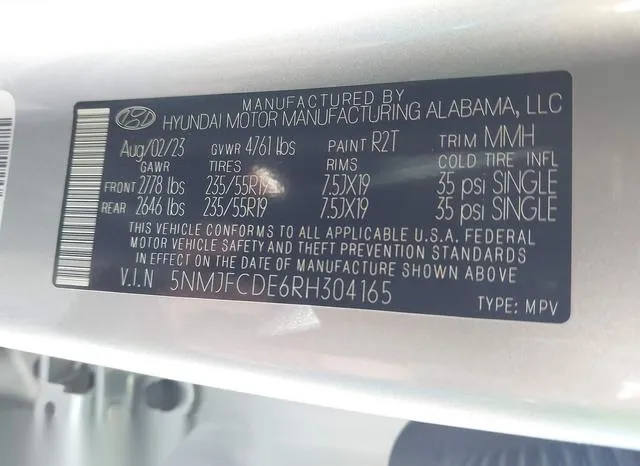 5NMJFCDE6RH304165 2024 2024 Hyundai Tucson- Sel 9