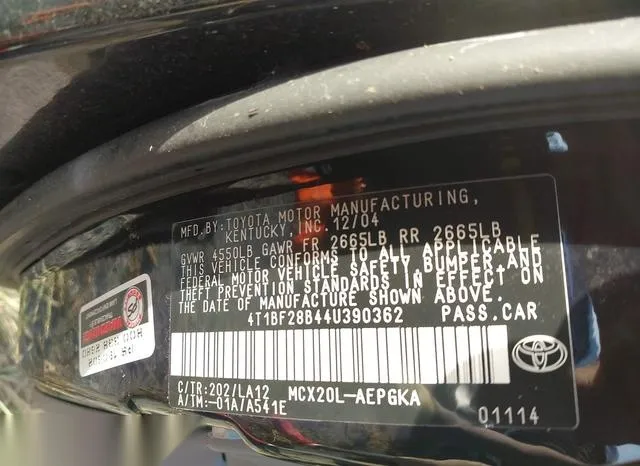 4T1BF28B44U390362 2004 2004 Toyota Avalon- Xls 9