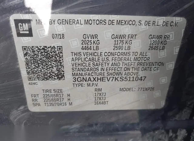 3GNAXHEV7KS511047 2019 2019 Chevrolet Equinox- LS 9