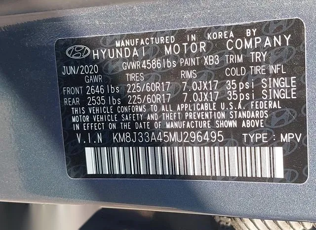 KM8J33A45MU296495 2021 2021 Hyundai Tucson- Value 9